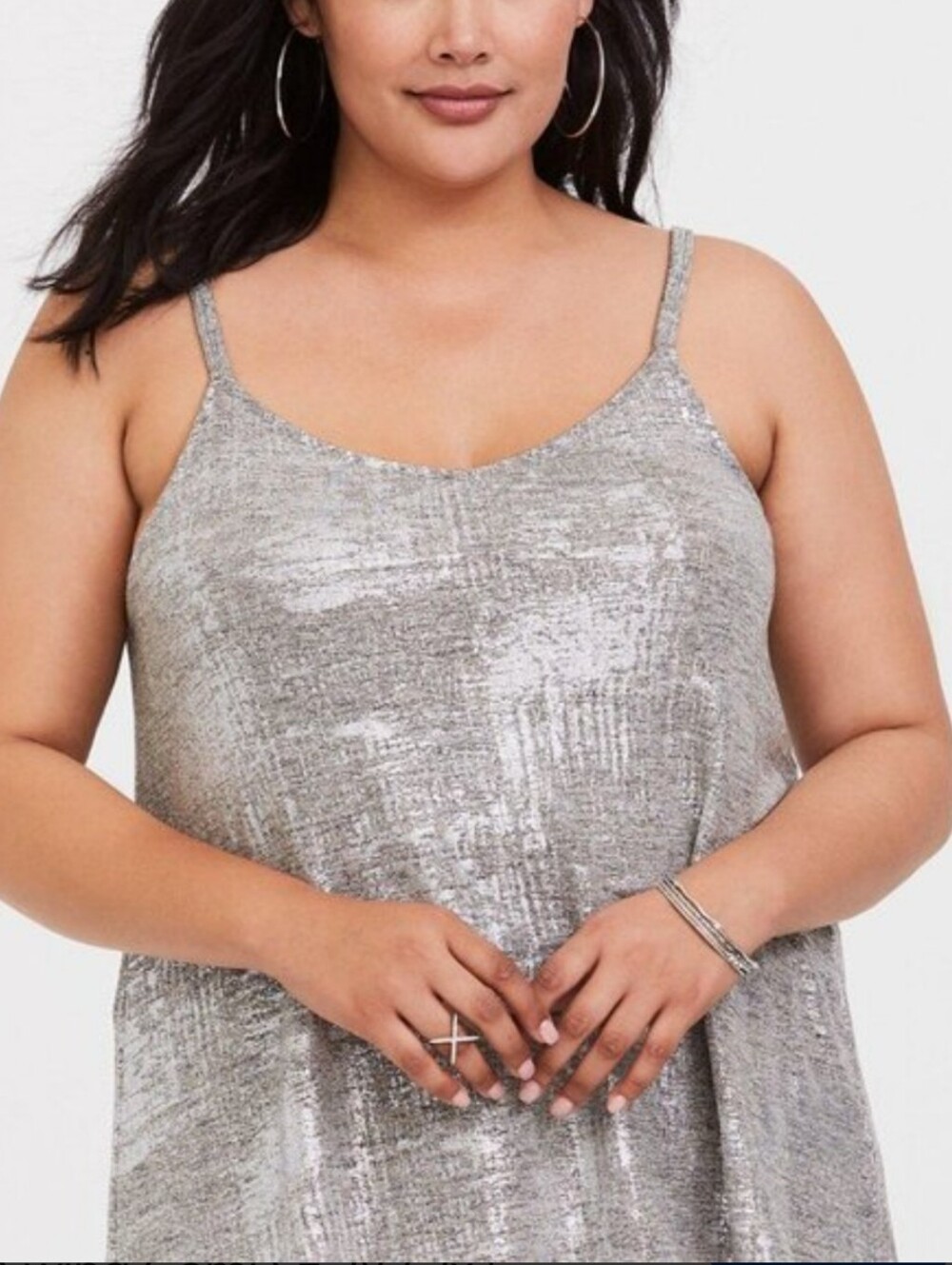 Torrid Women's Size 5X Silver Shimmer Swing Cami Tank Top Hacci Foil
